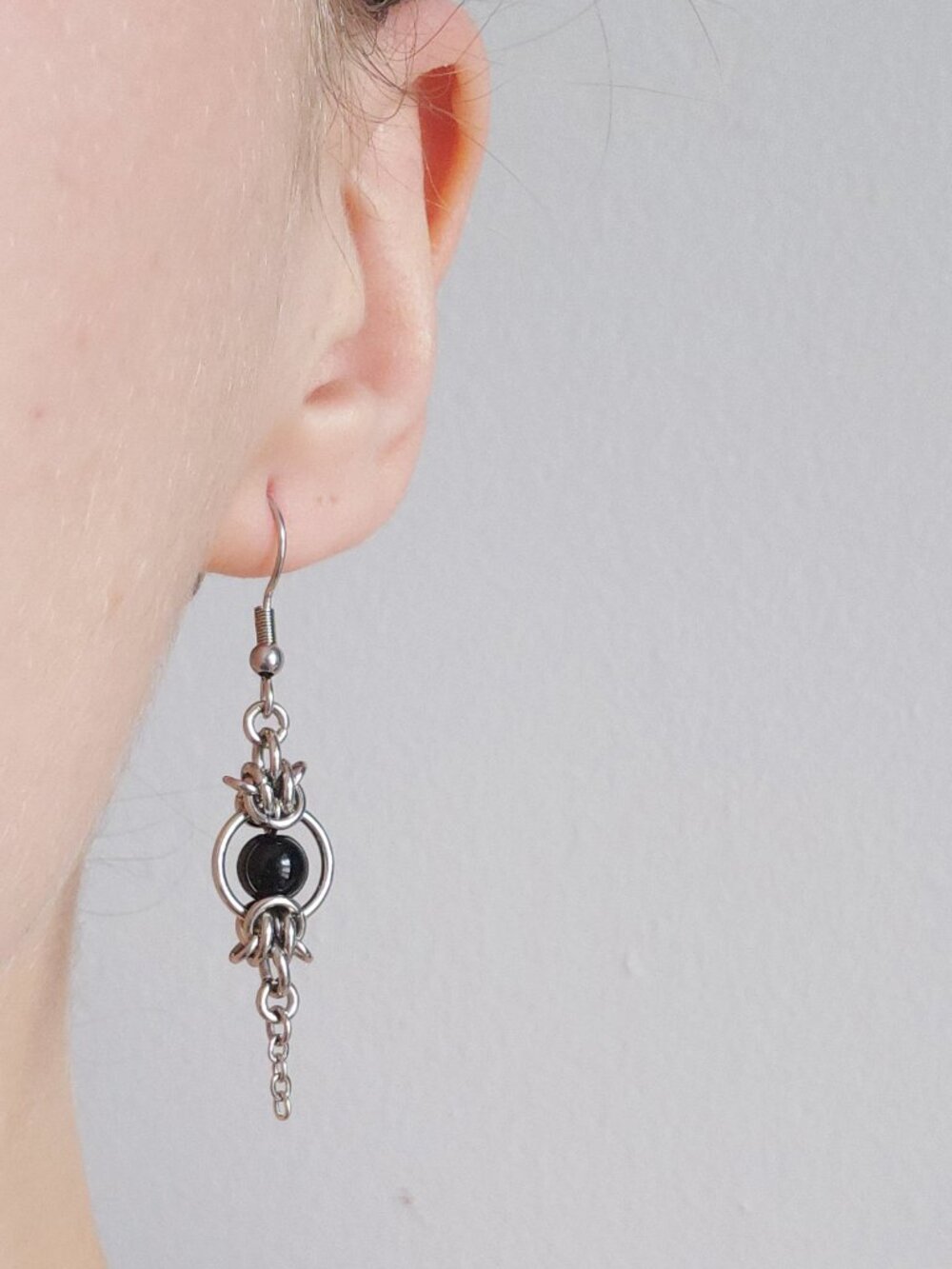 Victorian silver and black long earrings